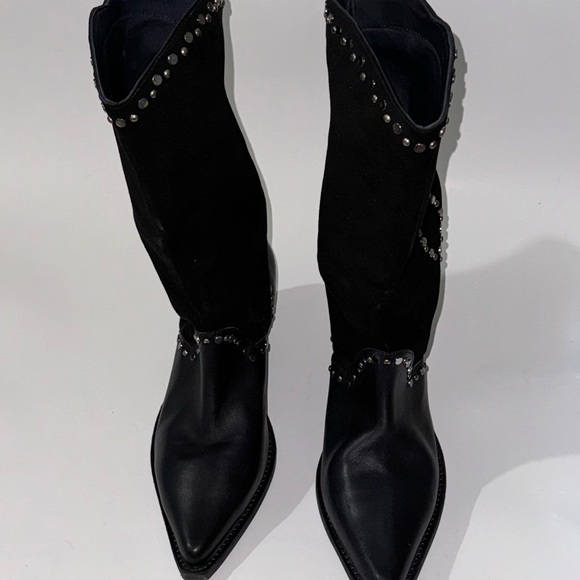 Free People Womens Jackson Studded Western Boot Bootie Black US 6 & 10 - Picture 4 of 12